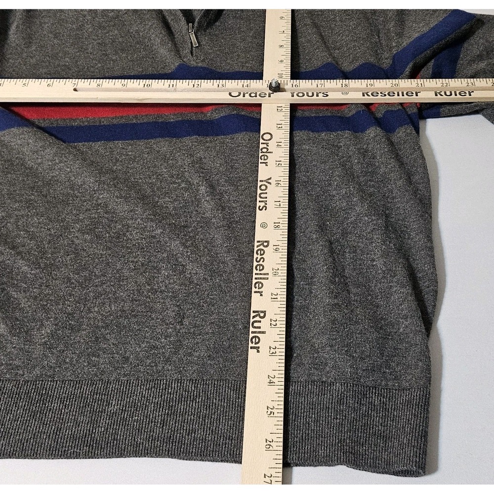Brooks Brothers Men's Merino Wool 1/4 Zip Pullover Sweater Large Blue Red Gray - Picture 3 of 7